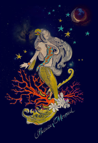 Surfin' Flower-Power | Celestial mermaid illustration | Revestimientos de paredes / papeles pintados | wallunica