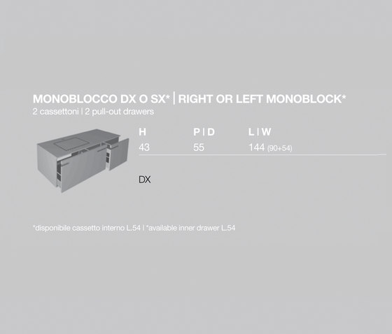 Block Monobloc | Meubles sous-lavabo | Milldue