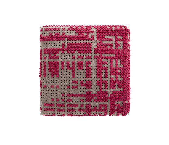 Canevas Pouf Square Abstract Pink 11 | Poufs / Polsterhocker | GAN