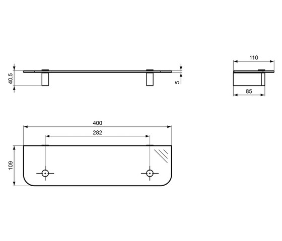 Connect Glasablage 400mm | Bath shelves | Ideal Standard