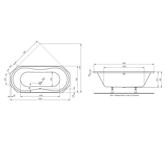 Aqua Achteck-Badewanne 180 x 80 cm | Bañeras | Ideal Standard