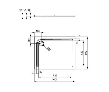 Connect Playa Rechteck-Brausewanne 1000 x 800 mm | Shower trays | Ideal Standard