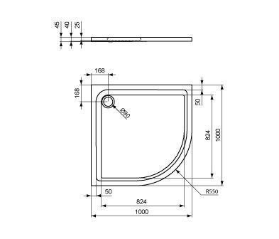 Connect Playa Viertelkreis-Brausewanne 1000 mm | Shower trays | Ideal Standard