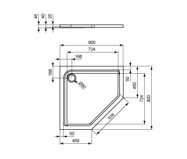 Connect Playa Fünfeck-Brausewanne 900 mm | Shower trays | Ideal Standard