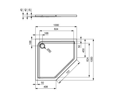 Connect Playa Fünfeck-Brausewanne 1000 mm | Shower trays | Ideal Standard