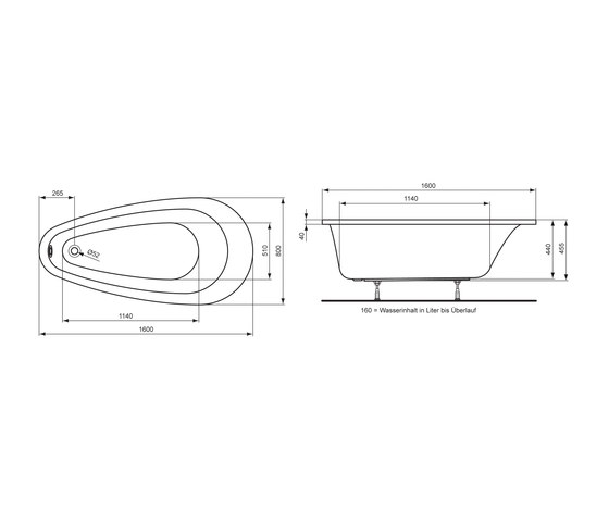 Venice Oval-Badewanne 160 x 80 cm | Baignoires | Ideal Standard
