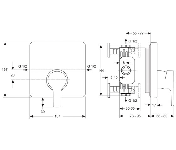 Active Brausearmatur UP (Unterputz) Bausatz 2 | Grifería para duchas | Ideal Standard