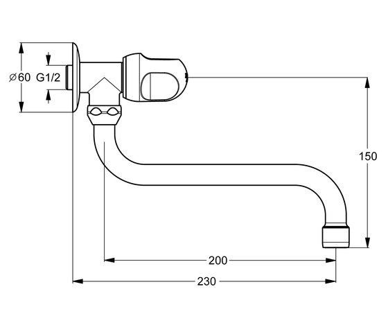 Alpha Wandventil (Ausladung 230 mm) | Wash basin taps | Ideal Standard