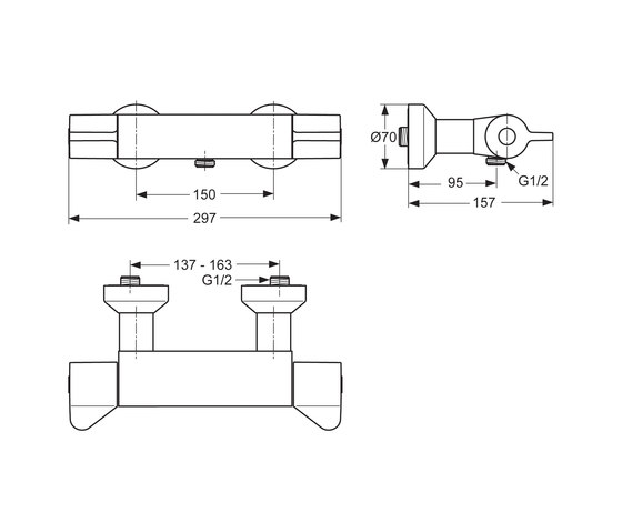CeraPlus Brausethermostat AP (Aufputz) (absperrbare S-Anschlüsse) | Shower controls | Ideal Standard