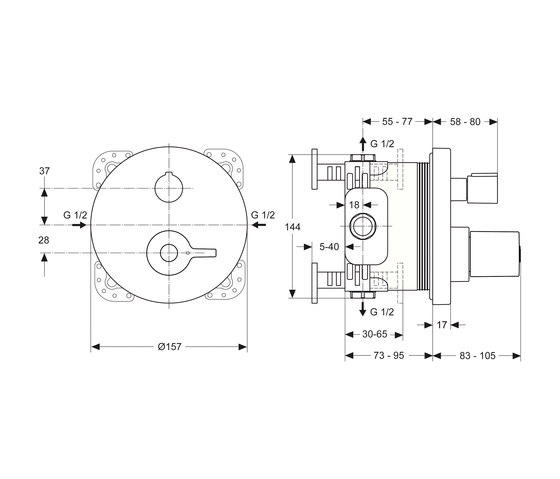 CeraPlus Einzelthermostat UP (Unterputz) Bausatz 2 | Grifería para duchas | Ideal Standard