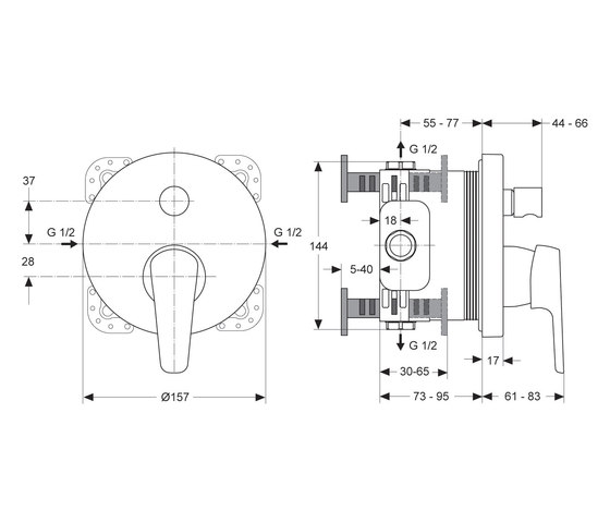 CeraSprint Badearmatur UP (Unterputz) Bausatz 2 | Grifería para bañeras | Ideal Standard