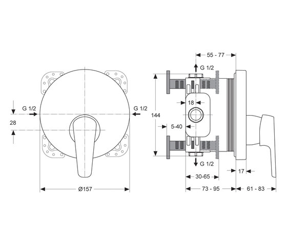 CeraSprint Brausearmatur UP (Unterputz) Bausatz 2 | Robinetterie de douche | Ideal Standard