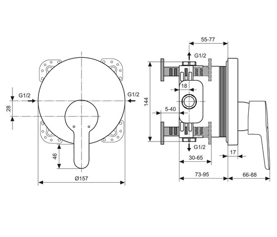 Connect Blue Brausearmatur UP (Unterputz) Bausatz 2 | Grifería para duchas | Ideal Standard