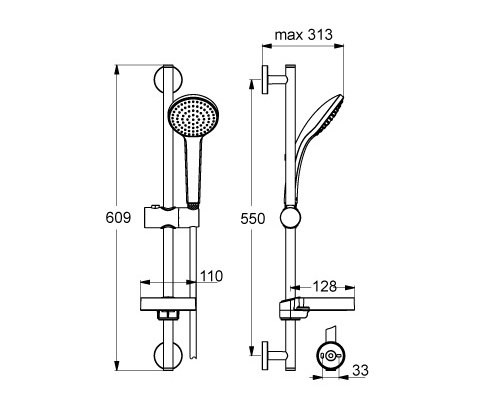 Idealrain Brausekombination 600mm M1 mit 1-Funktionshandbrause Ø100mm | Duscharmaturen | Ideal Standard