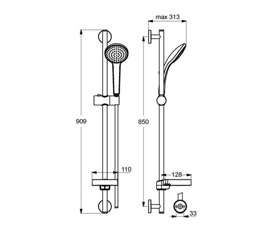 Idealrain Brausekombination 900mm M1 mit 1-Funktionshandbrause Ø100mm | Grifería para duchas | Ideal Standard