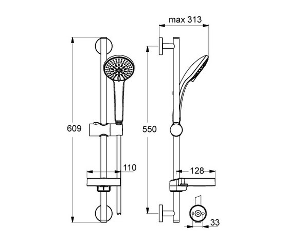 Idealrain Brausekombination 600mm M3 mit 3-Funktionshandbrause Ø100mm | Grifería para duchas | Ideal Standard