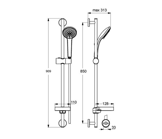Idealrain Brausekombination 900mm M3 mit 3-Funktionshandbrause Ø100mm | Shower controls | Ideal Standard