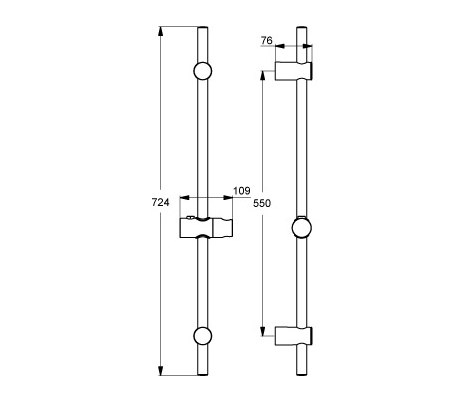 Idealrain Brausestange 720mm M & S mit schwenkbarem Druckknopf-Schieber | Complementos rubinetteria bagno | Ideal Standard