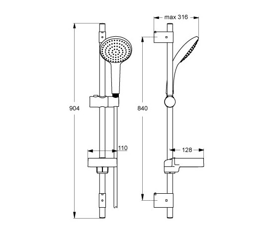 Idealrain Brausekombination 900mm L1 mit 1-Funktionshandbrause Ø120mm | Robinetterie de douche | Ideal Standard