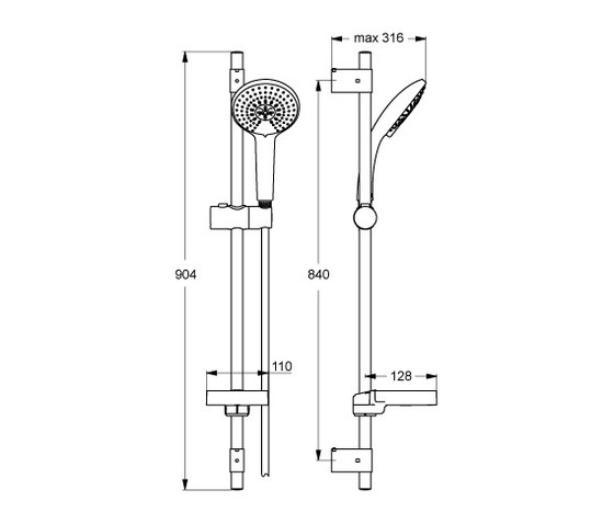 Idealrain Brausekombination 900mm L3 mit 3-Funktionshandbrause Ø120mm | Rubinetteria doccia | Ideal Standard