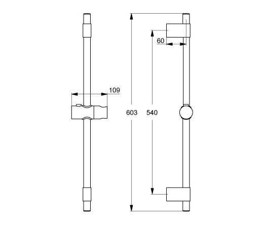 Idealrain Brausestange 600mm XL & L mit schwenkbarem Druckknopf-Schieber | Rubinetteria accessori | Ideal Standard