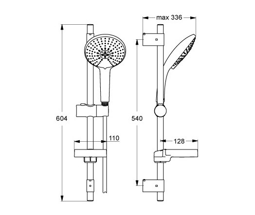 Idealrain Brausekombination 600 mm XL3 mit 3-Funktionshandbrause | Robinetterie de douche | Ideal Standard