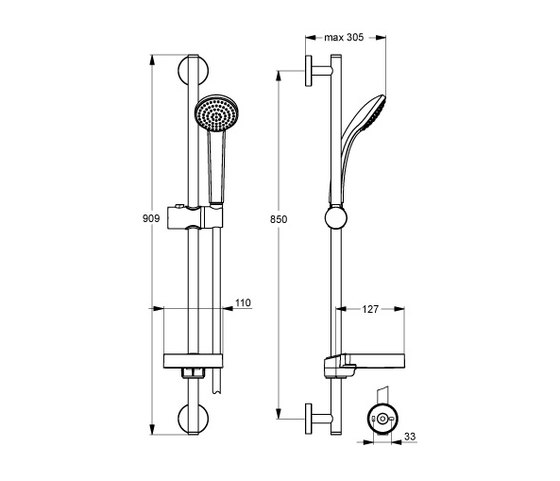 Idealrain Brausekombination 900mm S1 mit 1-Funktionshandbrause Ø80mm | Rubinetteria doccia | Ideal Standard