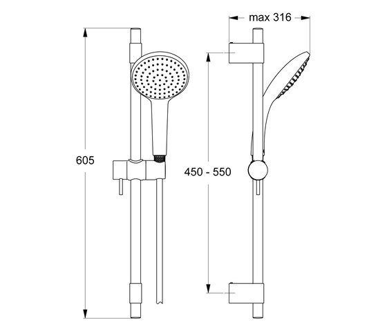 Idealrain Pro Brausekombination 600mm L1 mit 1-Funktionshandbrause Ø120mm | Shower controls | Ideal Standard