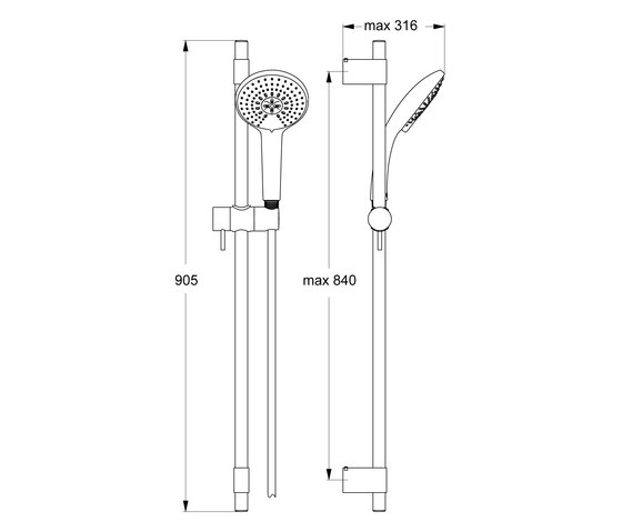 Idealrain Pro Brausekombination 900mm L3 mit 3-Funktionshandbrause Ø120mm | Shower controls | Ideal Standard