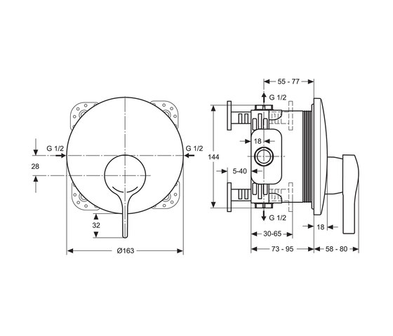 Melange Brausearmatur UP (Unterputz) Bausatz 2 | Duscharmaturen | Ideal Standard