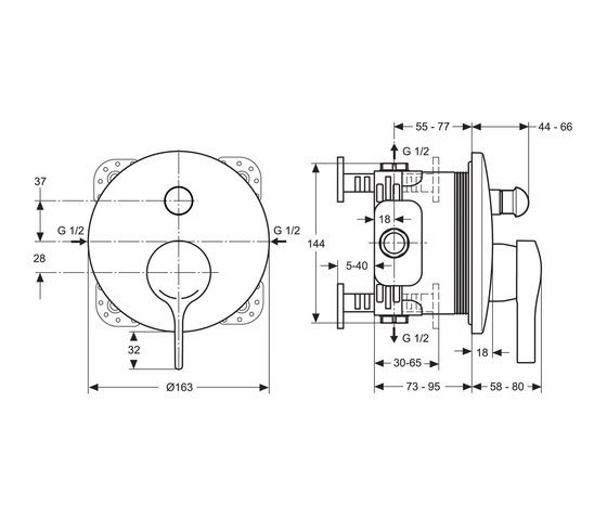 Melange Badearmatur UP (Unterputz) Bausatz 2 (eigensicher gemäß DIN EN 1717) | Grifería para bañeras | Ideal Standard