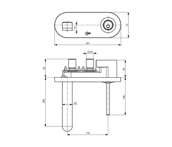 Simply U Wand-Waschtischarmatur UP Bausatz 2 mit Gussauslauf und ovaler Rosette | Rubinetteria lavabi | Ideal Standard