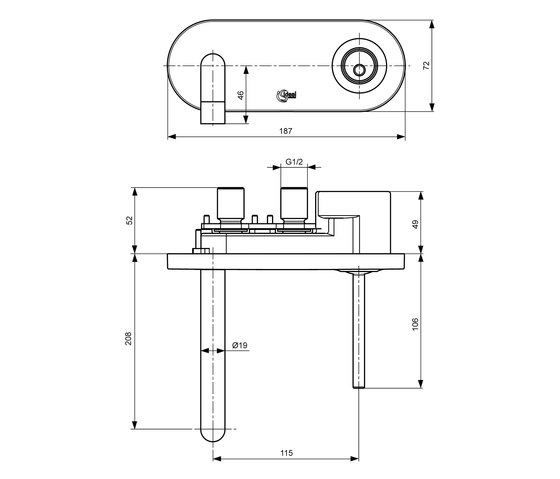 Simply U Wand-Waschtischarmatur UP Bausatz 2 mit Rohrauslauf und ovaler Rosette | Wash basin taps | Ideal Standard