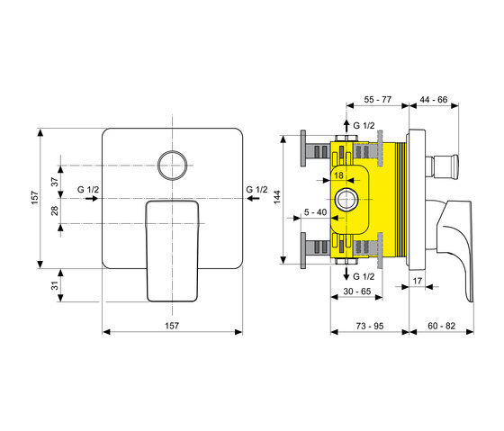 Strada Badearmatur UP (Unterputz) Bausatz 2 | Rubinetteria vasche | Ideal Standard
