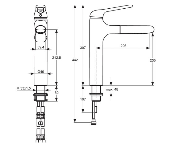 CeraLuna Küchenarmatur mit herausziehbarer Handbrause | Küchenarmaturen | Ideal Standard