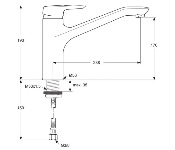 CeraMix Blue Küchenarmatur mit Durchflussbegrenzer 8 Liter/min | Küchenarmaturen | Ideal Standard