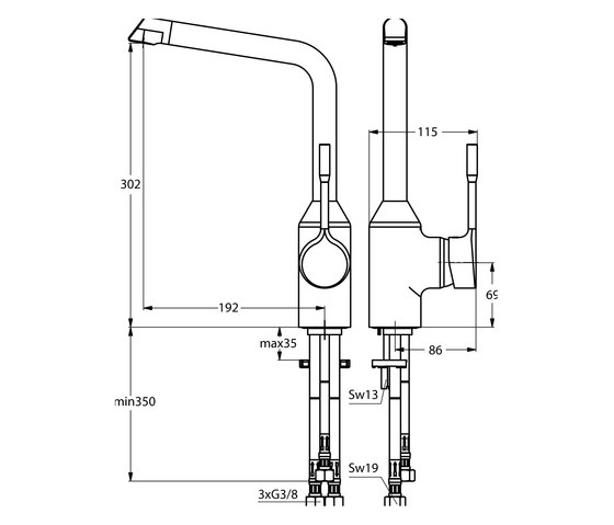 Retta Küchenarmatur mit hohem Auslauf ND (Niederdruck) | Küchenarmaturen | Ideal Standard