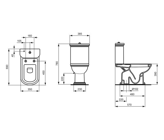 Calla Standtiefspülklosett-Kombination (Abgang innen senkrecht) | WC | Ideal Standard