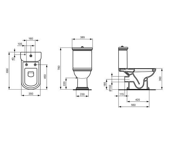 Calla Standtiefspülklosett-Kombination (Abgang außen waagerecht) | WCs | Ideal Standard