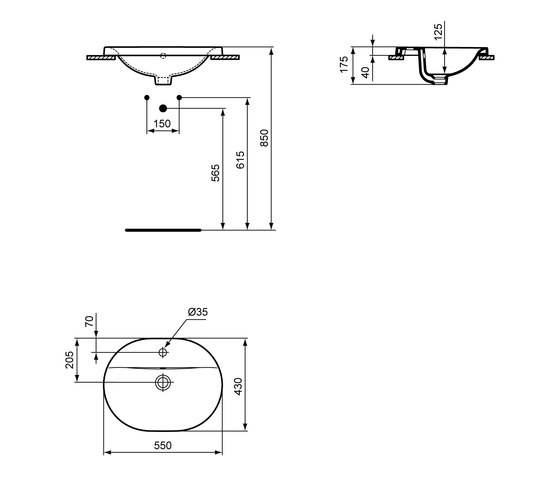 Connect Einbauwaschtisch oval 550mm | Lavabi | Ideal Standard