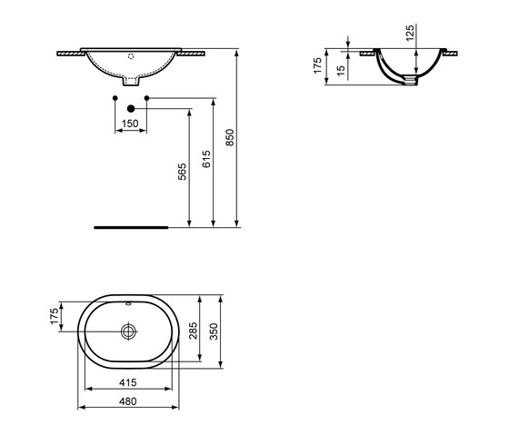 Connect Einbauwaschtisch oval 480mm | Lavabos | Ideal Standard