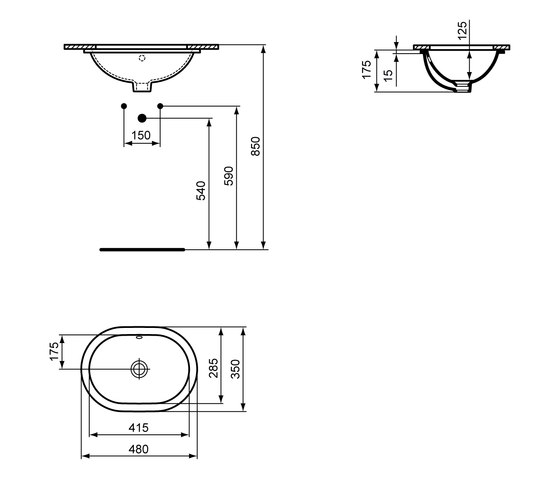 Connect Unterbauwaschtisch oval 480mm | Lavabos | Ideal Standard