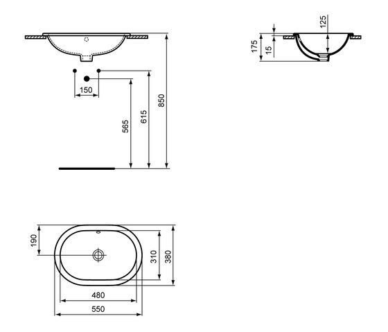 Connect Unterbauwaschtisch oval 550mm | Lavabos | Ideal Standard