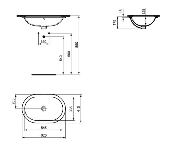 Connect Unterbauwaschtisch oval 620mm | Lavabos | Ideal Standard