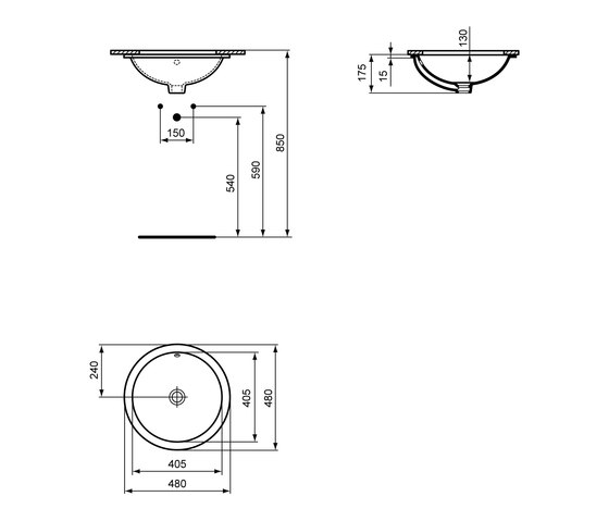 Connect Unterbauwaschtisch rund 480mm | Lavabi | Ideal Standard