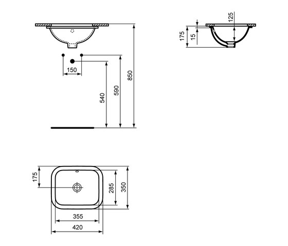 Connect Unterbauwaschtisch rechteckig 420mm | Waschtische | Ideal Standard