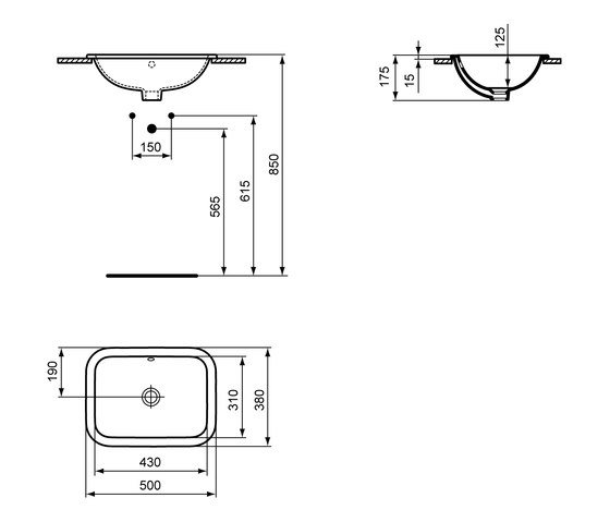 Connect Einbauwaschtisch rechteckig 500 mm | Lavabos | Ideal Standard
