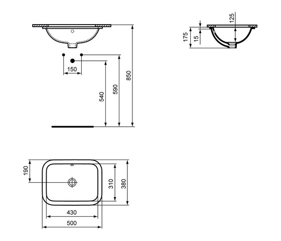 Connect Unterbauwaschtisch rechteckig 500mm | Waschtische | Ideal Standard
