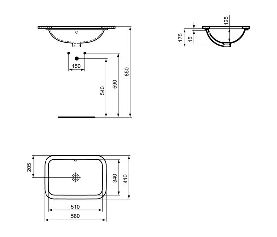 Connect Unterbauwaschtisch rechteckig 580mm | Wash basins | Ideal Standard