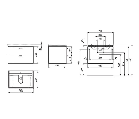 Connect Möbelwaschtisch-Unterschrank 700mm | Meubles sous-lavabo | Ideal Standard
